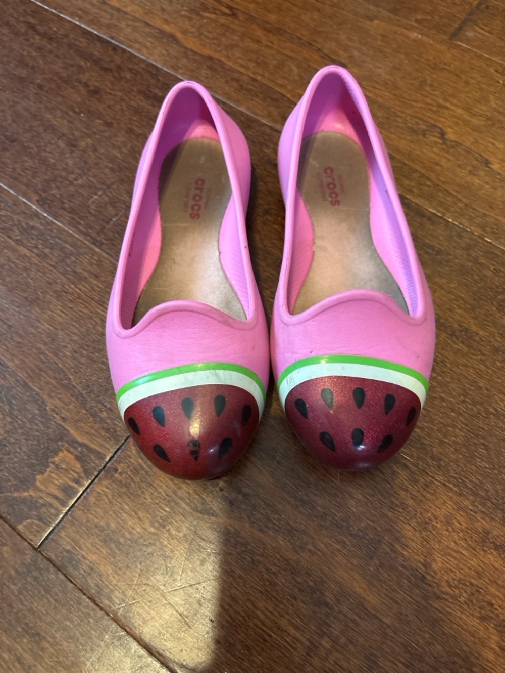 Girls Crocs Watermelon Flats Size C11 Pink Slip On Shoes